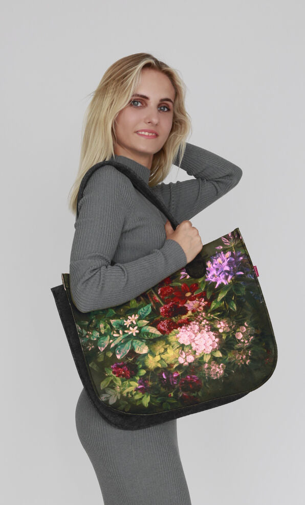 Filztasche LADY XL »Bouquet« Anthrazit TL43