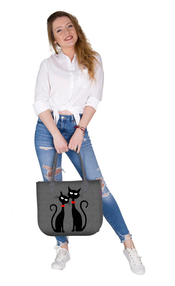 Filztasche LADY XL »Black Cats« TL11