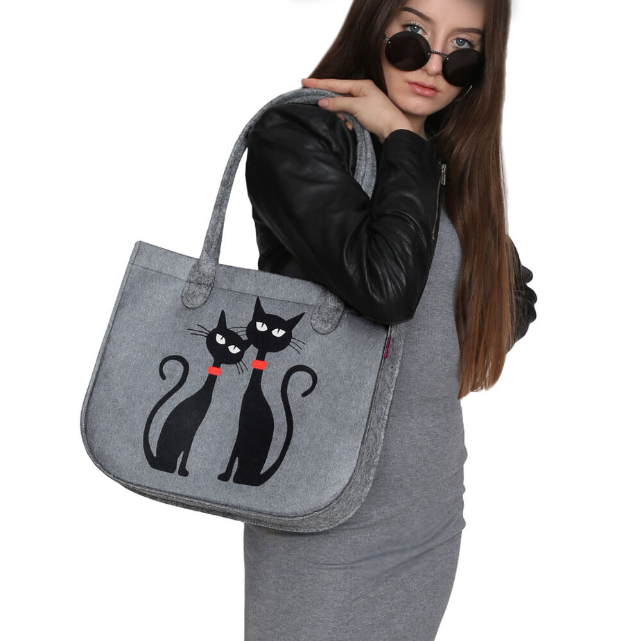 Filztasche LADY XL »Black Cats« TL11