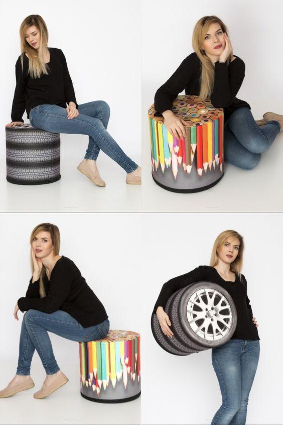 Sitzpouf HD »Grafitti« PU35 | Textil Großhandel ATA-Mode