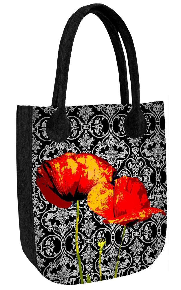 Tasche CITY »Poppies« Anthrazit BC01 | Textil Großhandel ATA-Mode