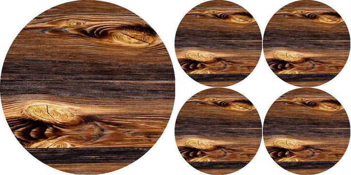 Tischmatten SET Rund 1+4 »Holz« PO84 | Textil Großhandel ATA-Mode