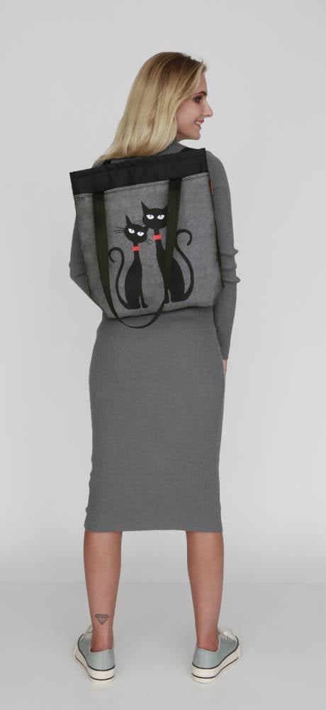 Tasche/Rucksack 2in1 »Black Cats« TB04 | Textil Großhandel ATA-Mode